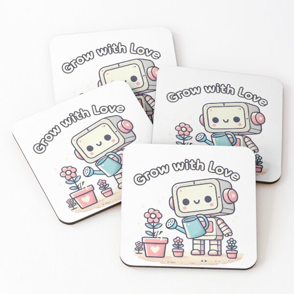 Item preview, Grow with Love - Cute Robot Watering Flowers designed and sold by EllsLittleStore.