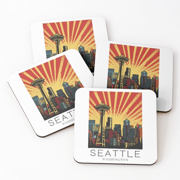 Item preview, A Pop Art Travel Print of Seattle - Washington  designed and sold by StudioRedKoala.