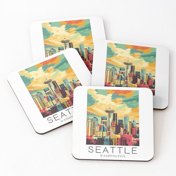 Item preview, A Pop Art Travel Print of Seattle - Washington  designed and sold by StudioRedKoala.