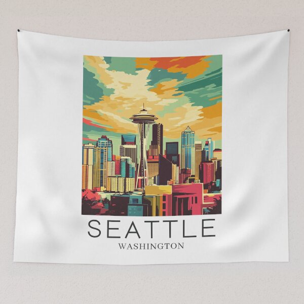 Item preview, A Pop Art Travel Print of Seattle - Washington  designed and sold by StudioRedKoala.