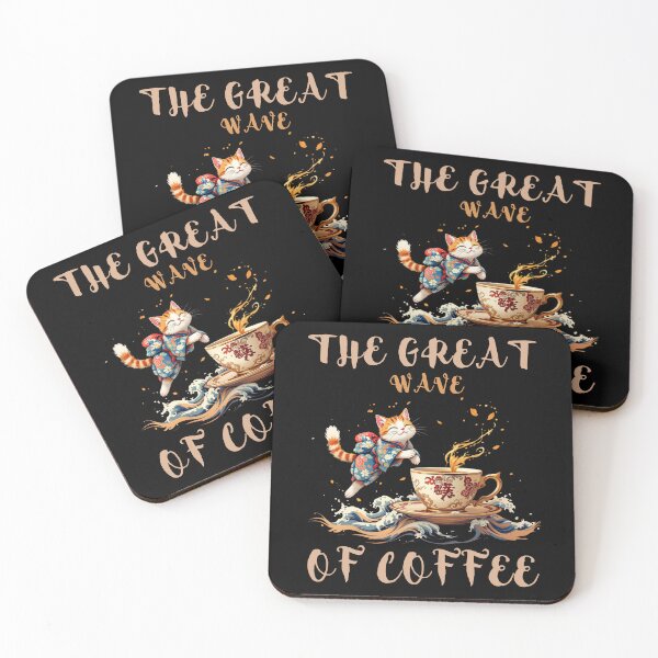 Item preview, The Great Wave Of Coffee Funny Kawaii Coffee Cat - I Love Coffee  designed and sold by FurrFunPrints.