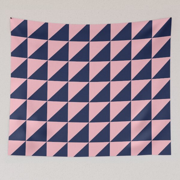 Item preview, Navy Blue and Coral Geometric Pattern Checkboard in Triangles designed and sold by OneThreeSix.