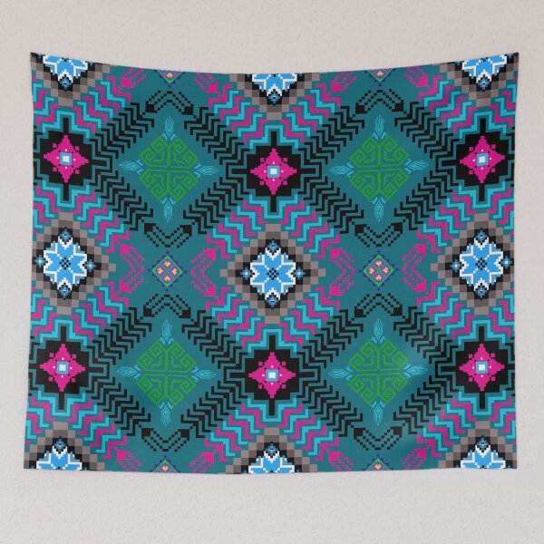 Item preview, Green Ethnic pixel pattern design designed and sold by DarunDesigns.