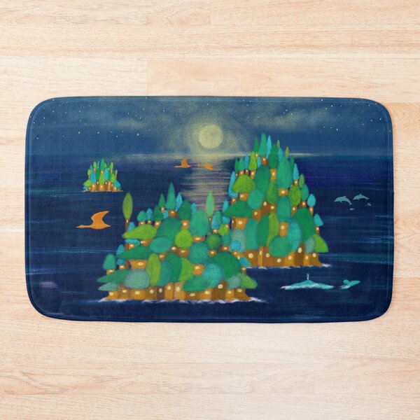 Item preview, Tree village islands at magical night  designed and sold by greenPQBstudio.
