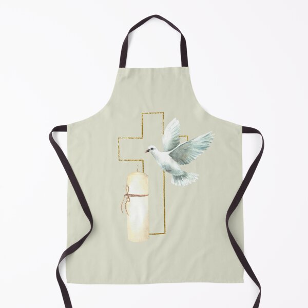 Item preview, Golden Cross with white dove and church candle. Watercolor hand painting designed and sold by BartolArt.