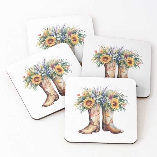 Item preview, Modern Trendy Watercolor Cowboy Boots Cowgirl Boots Sunflowers  designed and sold by SOUFIANE1991.