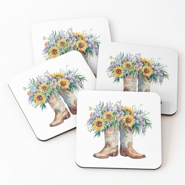 Item preview, Modern Trendy Watercolor Cowboy Boots Cowgirl Boots Sunflowers  designed and sold by SOUFIANE1991.
