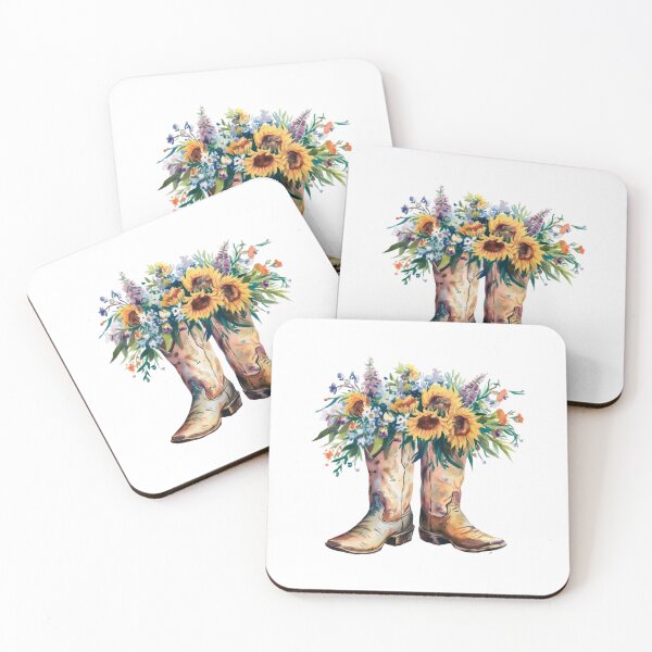 Item preview,  Modern Trendy Watercolor Cowboy Boots Cowgirl Boots Sunflowers  designed and sold by SOUFIANE1991.