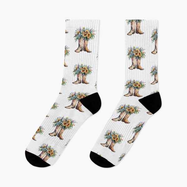 Item preview,  Modern Trendy Watercolor Cowboy Boots Cowgirl Boots Sunflowers  designed and sold by SOUFIANE1991.