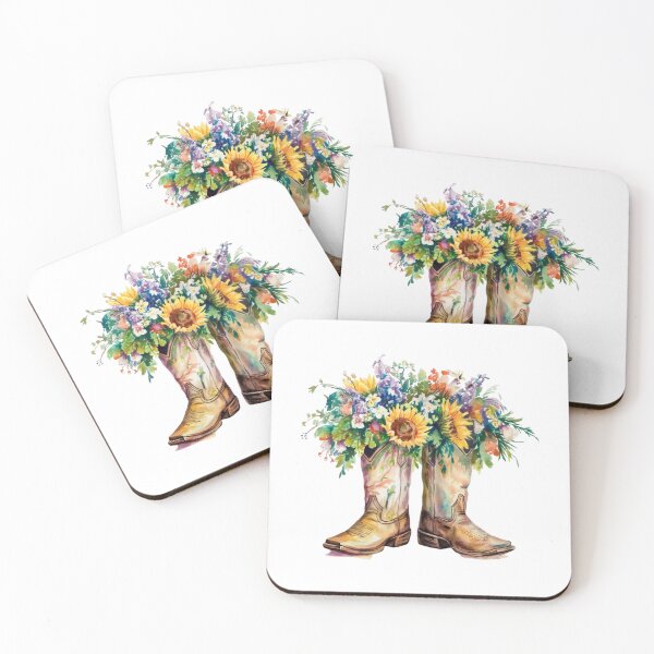 Item preview, Modern Trendy Watercolor Cowboy Boots Cowgirl Boots Sunflowers  designed and sold by SOUFIANE1991.