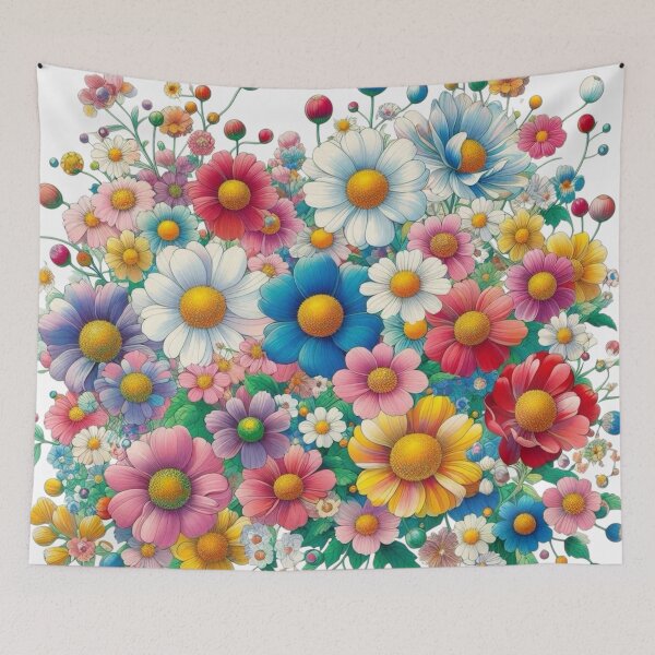 Item preview, Flowers, botanical, spring, floral pattern, cottagecore, japanese pop art designed and sold by Sugar Wisdom .