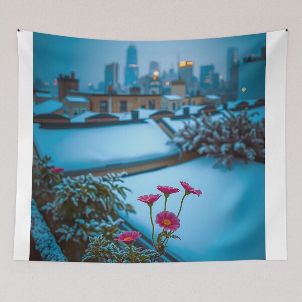 Item preview, Enchanted Pink Blooms In Frosty Night Sky designed and sold by PanoramaPrints.
