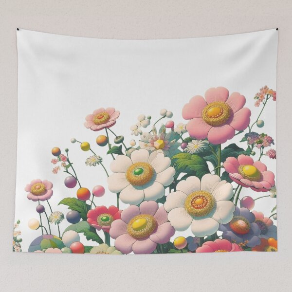 Item preview, Flowers, botanical, spring, floral pattern, cottagecore, japanese pop art designed and sold by Sugar Wisdom .
