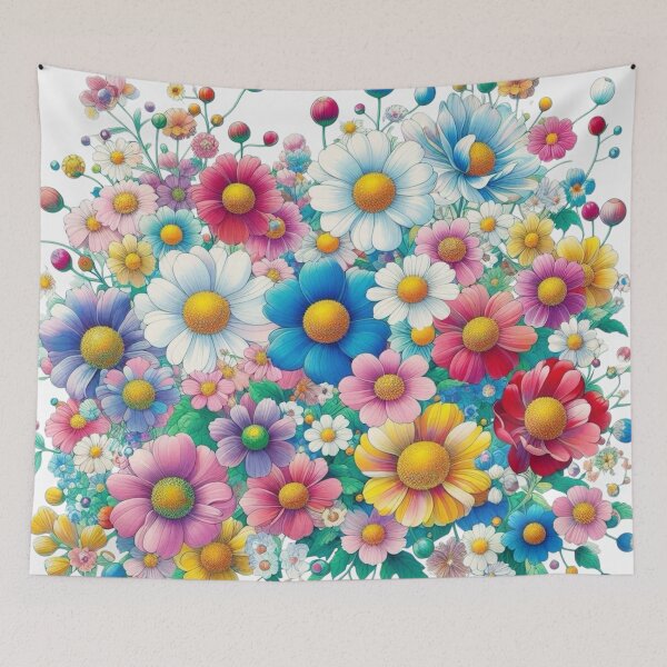 Item preview, Flowers, botanical, spring, floral pattern, cottagecore, japanese pop art designed and sold by Sugar Wisdom .