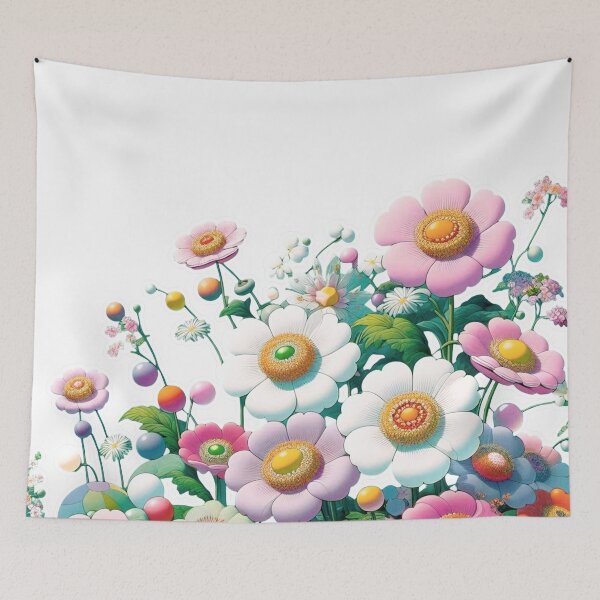 Item preview, Flowers, botanical, spring, floral pattern, cottagecore, japanese pop art designed and sold by Sugar Wisdom .