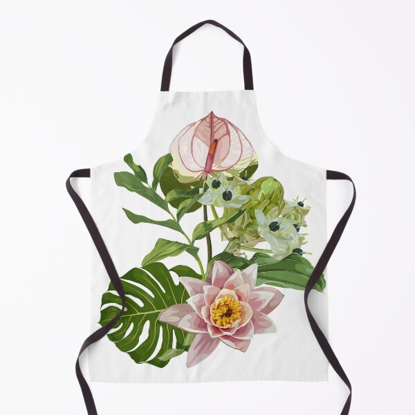 Item preview, Tropical bouquet with lotus, star-of-Bethlehem, or grass lily (Ornithogalum umbellatum) flowers and green plant and leaves designed and sold by MatyKotiv.