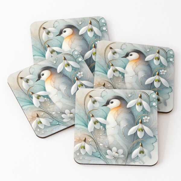 Item preview, Blooming Guardian Penguin – Abstract Snowdrop Art by LaLi Designs designed and sold by LaLi-Designs.