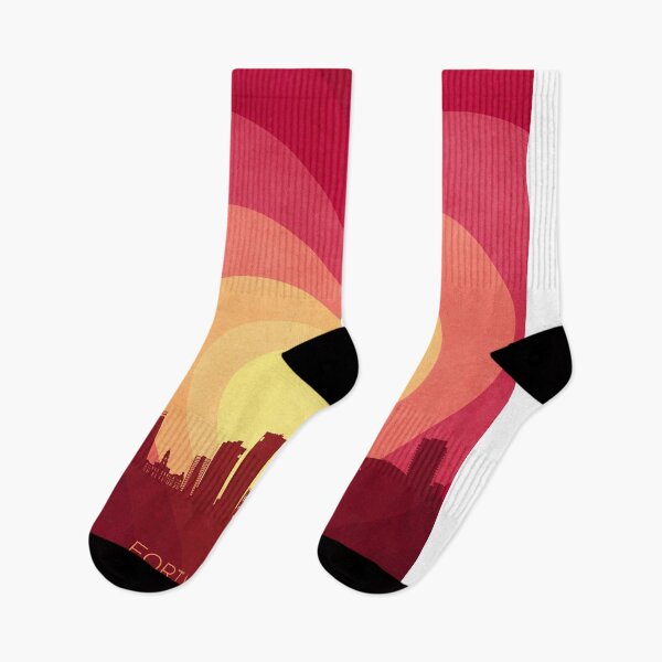 Item preview, Fort Worth Texas Skyline Hearts Red Yellow designed and sold by ArtPrints.