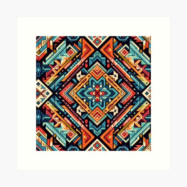 Aperçu de l'œuvre motif navajo géométrique coloré créée et vendue par Dogandesighn.
