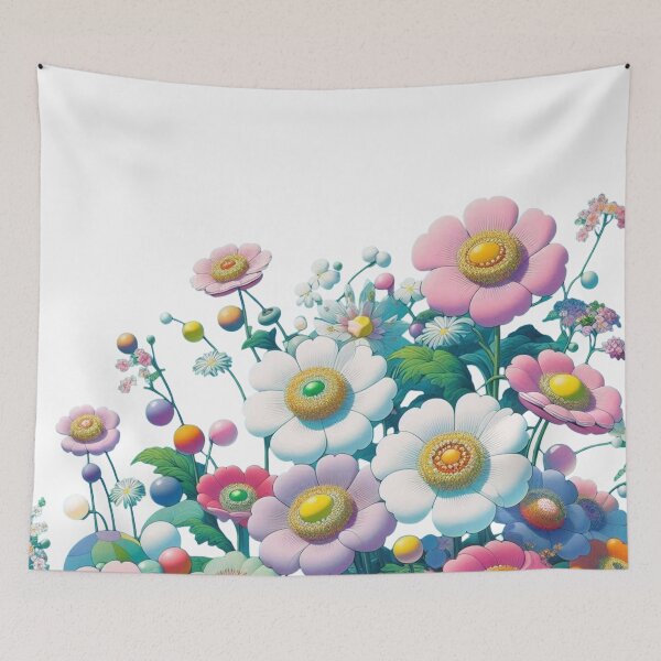 Item preview, Flowers, botanical, spring, floral pattern, cottagecore, japanese pop art designed and sold by Sugar Wisdom .