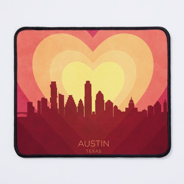 Item preview, Austin Texas Skyline Hearts Red Yellow designed and sold by ArtPrints.