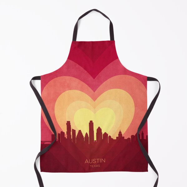 Item preview, Austin Texas Skyline Hearts Red Yellow designed and sold by ArtPrints.