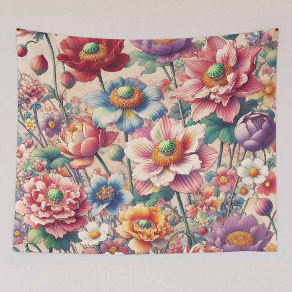 Item preview, Flowers, botanical, spring, floral pattern, cottagecore, japanese pop art designed and sold by Sugar Wisdom .