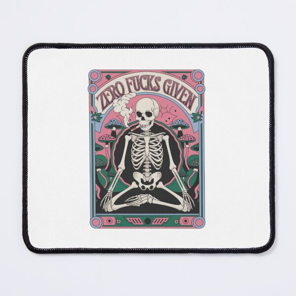Item preview, Zero fucks given, skeleton, mushrooms, funnyfits70, Humor, Funny, retro, vintage, funny quotes, animal humor, designed and sold by FunnyFits70.