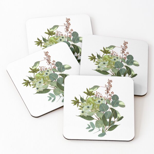 Item preview, Tropical bouquet with star-of-Bethlehem, or grass lily (Ornithogalum umbellatum) flowers and eucalyptus. designed and sold by MatyKotiv.