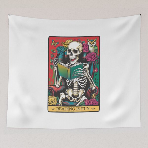 Item preview, Reading is fun, books, skeleton, dead, funnyfits70, Humor, Funny, retro, vintage, funny quotes, animal humor, designed and sold by FunnyFits70.