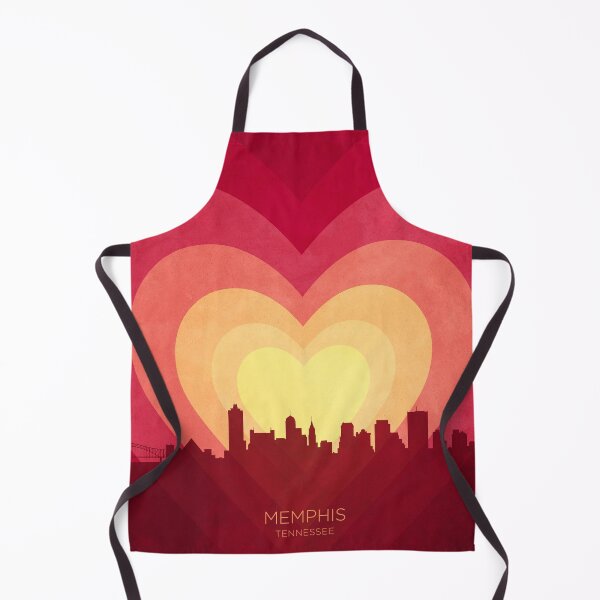 Aperçu de l'œuvre Memphis Tennessee Skyline Coeurs Rouge Jaune créée et vendue par ArtPrints.