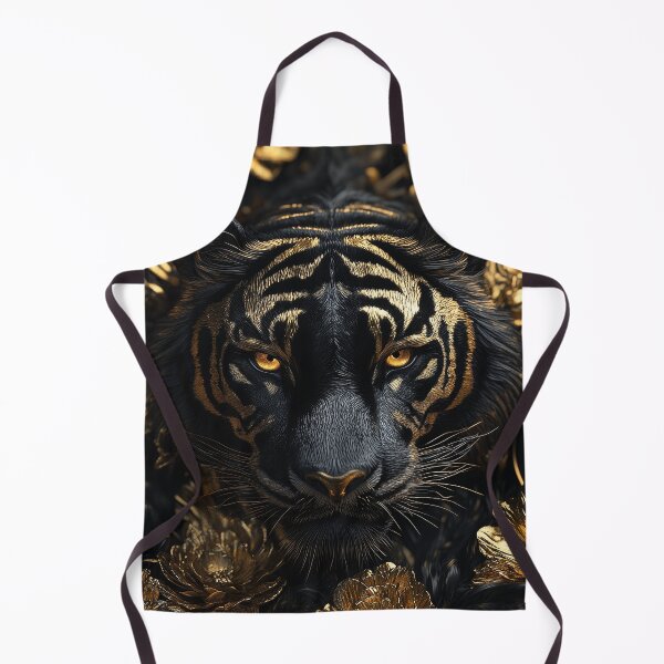 Item preview, Tiger with Flowers in Black and Gold designed and sold by Nakolepsi.