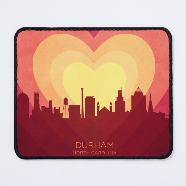 Item preview, Durham North Carolina Skyline Hearts Red Yellow designed and sold by ArtPrints.