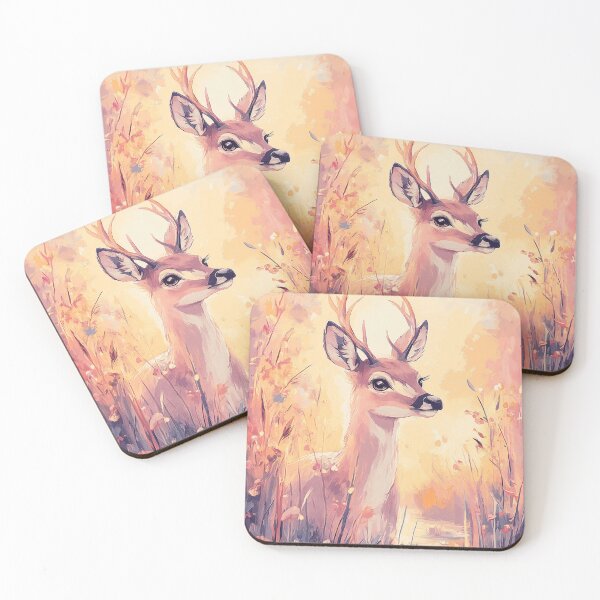 Item preview, Young Deer in the Lake Wildlife Nature Aesthetic Painting designed and sold by PurrGreen.