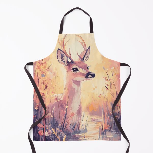 Item preview, Young Deer in the Lake Wildlife Nature Aesthetic Painting designed and sold by PurrGreen.