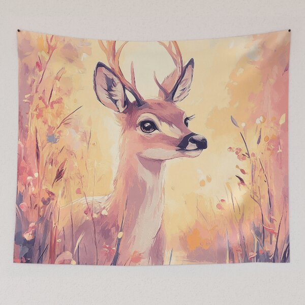 Item preview, Young Deer in the Lake Wildlife Nature Aesthetic Painting designed and sold by PurrGreen.
