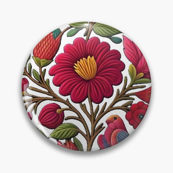 Item preview, Floral Flowers, Bird, Fruits, Folk Art, Colorful And Sharp Contrasts, Floral Art, Folk Art, Vibrant Colors, Colorful Flowers designed and sold by PixelStoneDesign .