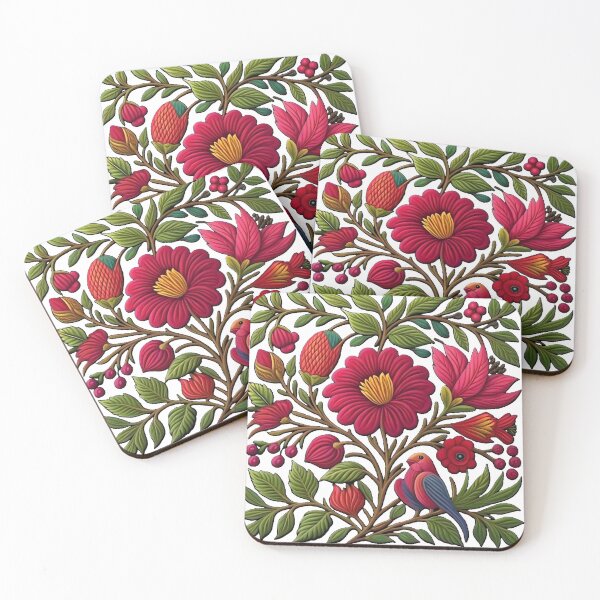 Item preview, Floral Flowers, Bird, Fruits, Folk Art, Colorful And Sharp Contrasts, Floral Art, Folk Art, Vibrant Colors, Colorful Flowers designed and sold by PixelStoneDesign .