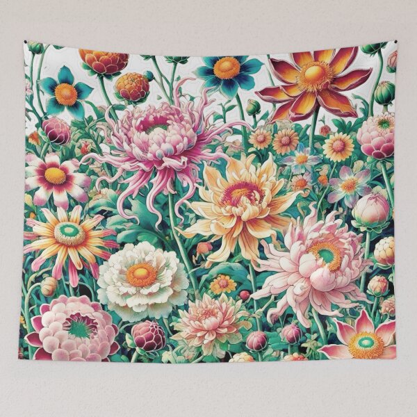 Item preview, Flowers, botanical, spring, floral pattern, cottagecore, japanese pop art designed and sold by Sugar Wisdom .
