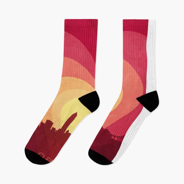 Item preview, Cleveland Ohio Skyline Hearts Red Yellow designed and sold by ArtPrints.