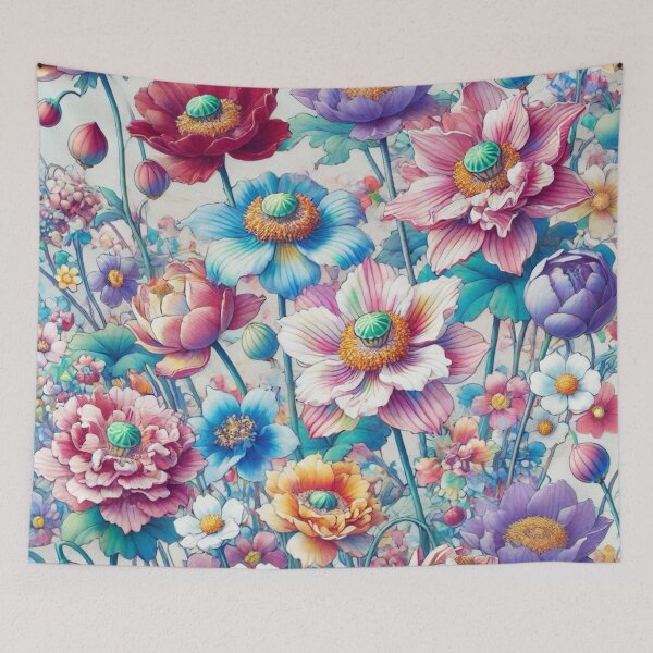 Item preview, Flowers, botanical, spring, floral pattern, cottagecore, japanese pop art designed and sold by Sugar Wisdom .
