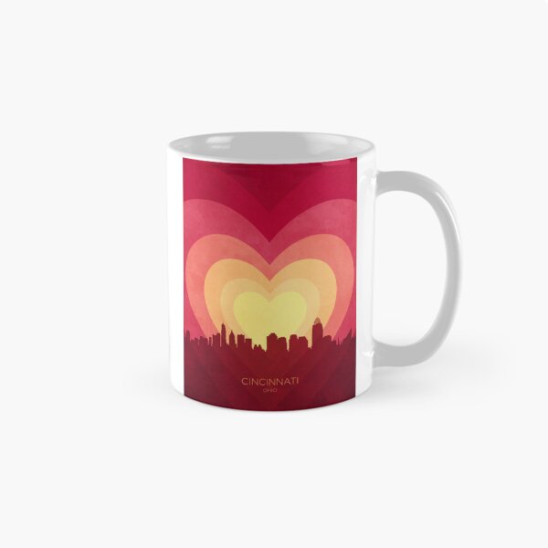 Item preview, Cincinnati Ohio Skyline Hearts Red Yellow designed and sold by ArtPrints.