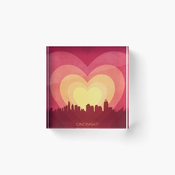 Item preview, Cincinnati Ohio Skyline Hearts Red Yellow designed and sold by ArtPrints.
