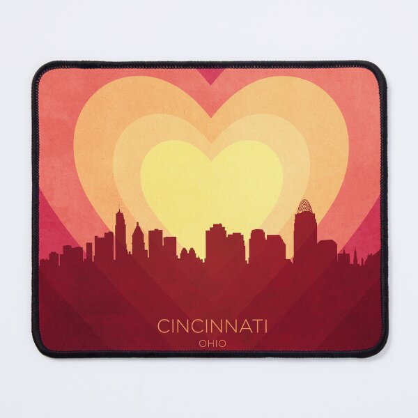 Item preview, Cincinnati Ohio Skyline Hearts Red Yellow designed and sold by ArtPrints.
