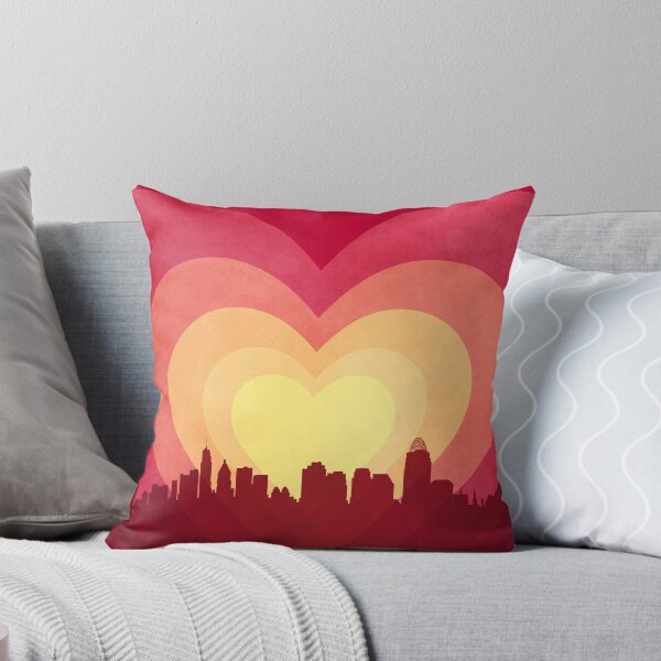 Item preview, Cincinnati Ohio Skyline Hearts Red Yellow designed and sold by ArtPrints.