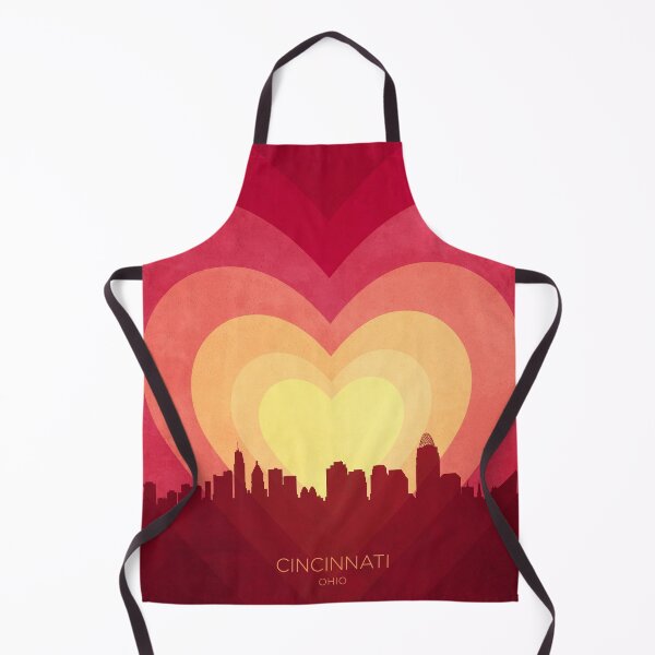 Item preview, Cincinnati Ohio Skyline Hearts Red Yellow designed and sold by ArtPrints.