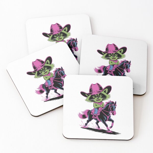 Item preview, Cowboy raccoon in a hat, galloping designed and sold by MadCatPrints.