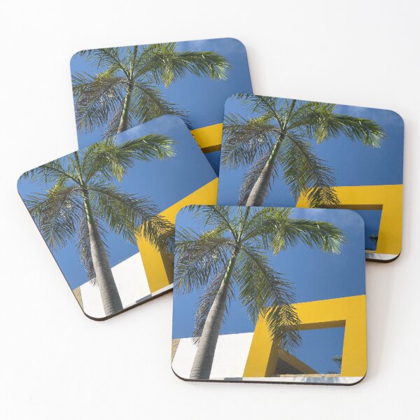 Item preview, Palm Tree and Yellow Geometric Building in Playa del Carmen designed and sold by YemmyZImages.