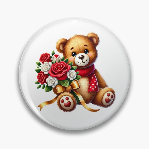 Item preview, Adorable teddy bear with a bouquet of flowers designed and sold by JonysCreativeDesigns.