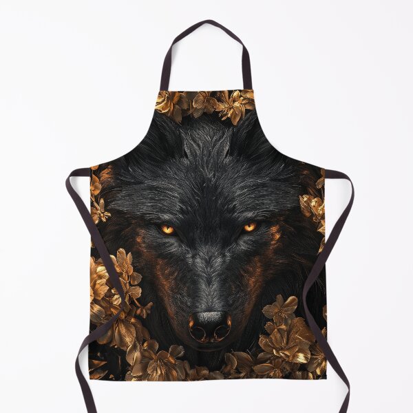 Item preview, Wolf with Flowers in Black and Gold designed and sold by Nakolepsi.